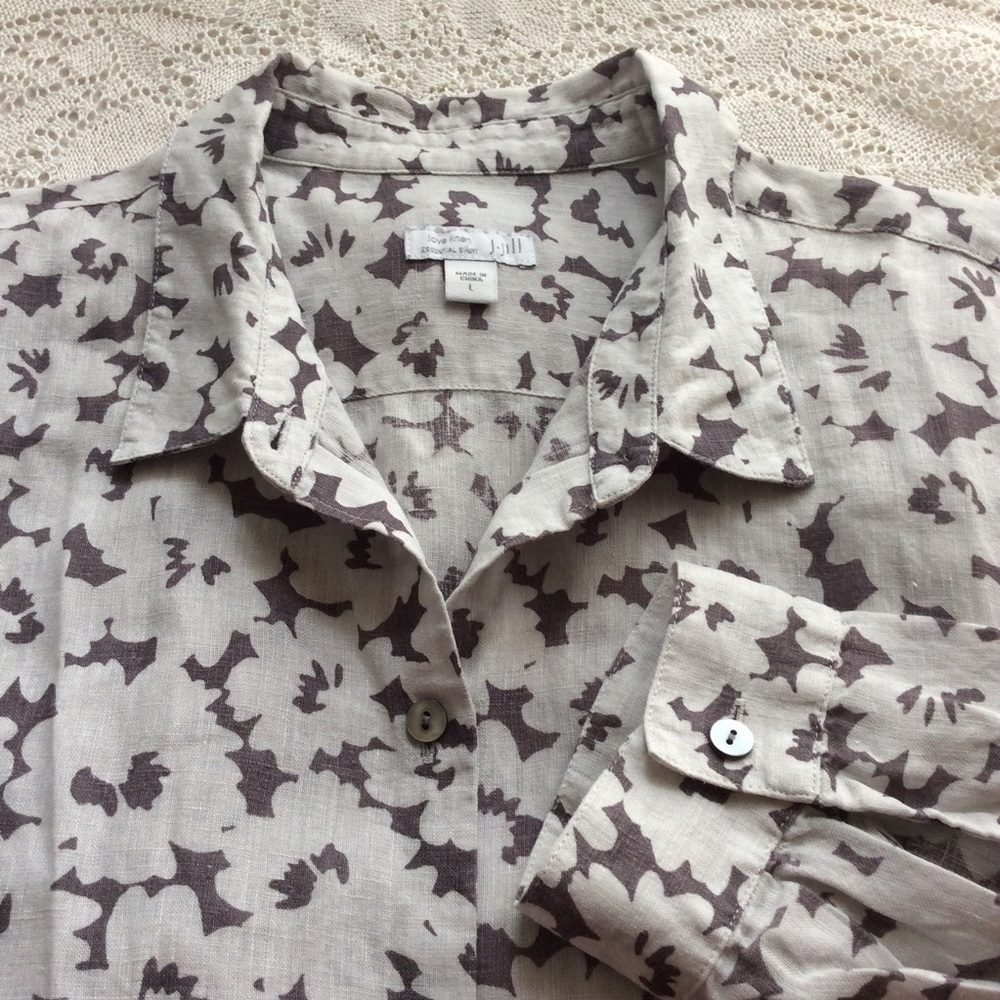 J.Jill Love Linen Essential Shirt ⭐️ gray floral